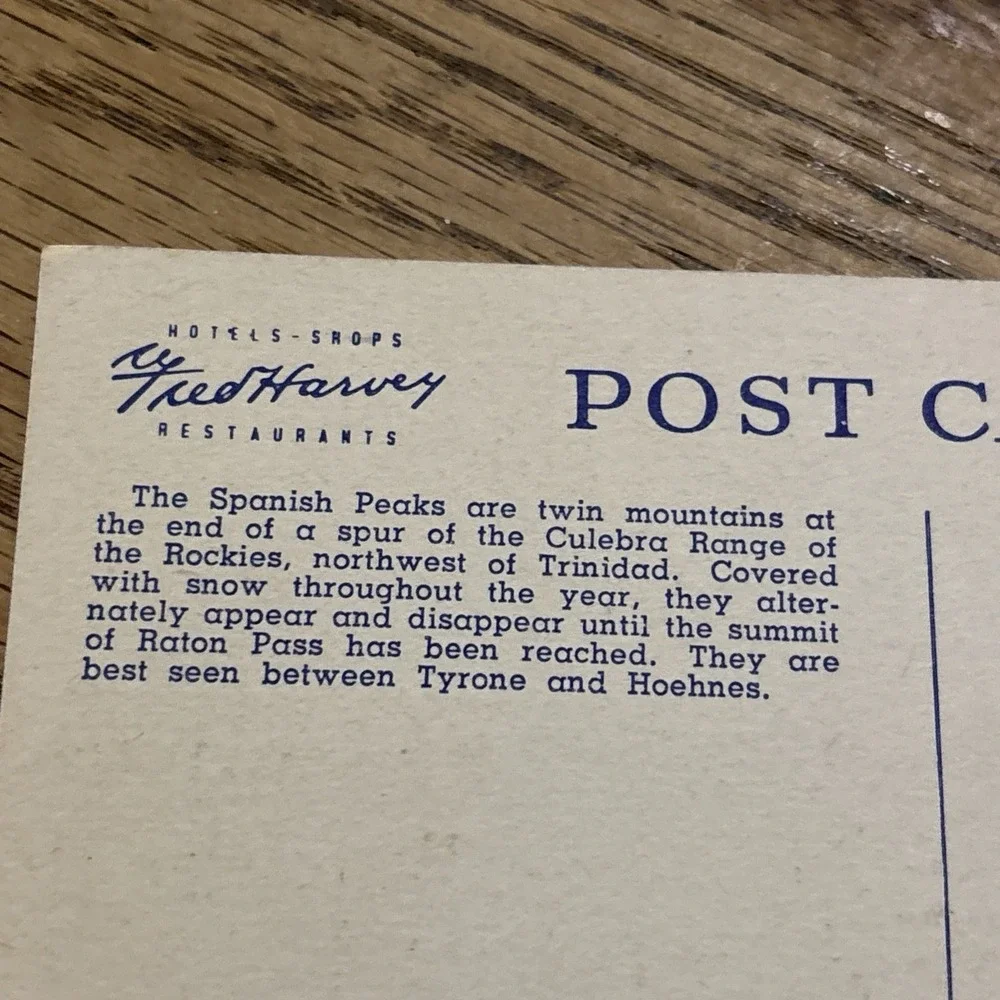 Spanish Peaks Bet La Junta and Trinidad Colorado Postcard Unposted